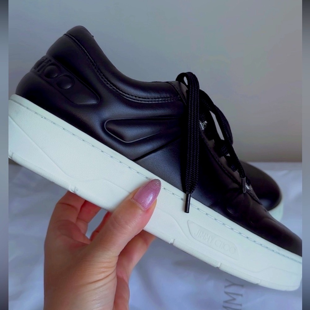 Jimmy Choo Black and White leather low top Sneakers